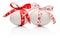 Two Easter eggs tied ribbon bow isolated