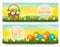 Two Easter Sale banners. Colorful eggs in green grass.