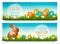 Two easter sale banners with colorful ggs in grass