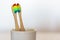Two ecological Bamboo toothbrushes with lgbt rainbow colors