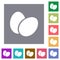 Two eggs solid square flat icons