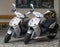 Two electric police scooters operated by City Police in Cesky Krumlov, Czechia
