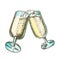 Two Elegant Champagne Glasses Color Vector