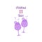 Two elegant dark orchid color glasses with amarula and wine for party. Vector