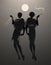 Two elegant flapper girl silhouettes