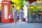 Two elegant women walking the city street