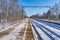 Two empty platforms at winter day time