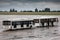 Two empty shuttle buses at the airport apron