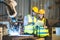 Two engineers mechanic using computer controller Robotic arm for welding steel in steel factory workshop. Industry robot