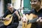 Two fado guitarists with acoustic and portuguese guitars