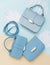 Two fashion light blue bags and theirs parts
