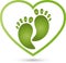 Two feet and heart, colored, foot care and pedicure logo