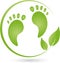 Two feet and leaves, foot care and massage logo