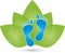 Two feet and leaves, foot care and podiatry logo