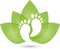 Two feet and leaves, massage and foot care logo