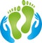 Two feet and two hands, foot care and massage logo