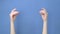 Two female beautiful caucasian hand snaps fingers. Isolated on background.