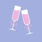 Two festive champagne glasses with bows. Vector illustration