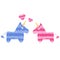 Two fiesta unicorn horses in love pinata illustration