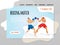 Two fighting boxers, boxing match. Vector illutration, design template of sport site,header, banner or poster.