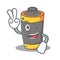 Two finger battery character cartoon style