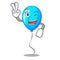 Two finger blue balloon character on the rope