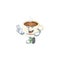 Two finger character cup coffee in cartoon mascot