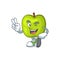 Two finger character granny smith green apple with mascot