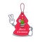 Two finger christmas tag hanging on mascot shape
