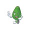 Two finger cute avocado cartoon on white background