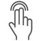 Two finger double tap line icon, gesture and hand, touch sign, vector graphics, a linear pattern on a white background.