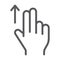 Two finger drag up line icon, gesture and hand, flick sign, vector graphics, a linear pattern on a white background.