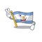 Two finger flag argentina isolated with the character