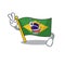 Two finger flag brazil isolated with the cartoon