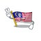 Two finger flag malaysia cartoon isolated with character
