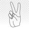 Two finger gestures sign icon for victory or peace sign with line art vector for apps and websites