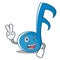 Two finger Music Note Character Cartoon