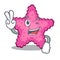 Two finger pink starfish in the cartoon shape