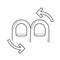 Two finger pivot rotate line icon.