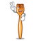 Two finger plastic fork cartoon with the isolated