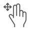 Two fingers free drag line icon, gesture and hand, swipe sign, vector graphics, a linear pattern on a white background.
