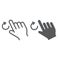 Two fingers rotate line and glyph icon, gesture and hand, twist sign, vector graphics, a linear pattern on a white