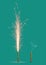 Two fireworks burning and burnt on a turquoise background.