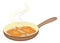 Two fish are fried in a hot frying pan. Tasty and nutritious food. Suitable for breakfast, lunch or dinner. Vector illustration