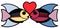 Two fish in love with heart on them