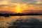 Two fisherman houses at sunset in summer. Horizontal view of a c