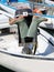 two fisherman s  rubber boots drying on the boat after night fis