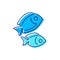 Two fishes outline icon. Maldives seafood and diving. Tropical resort. Isolated vector stock illustration