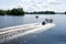 Two Fishing Boats Crossing in a Lake Saimaa, Finland