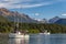 Two fishing boats sailing in harbor in Alaska